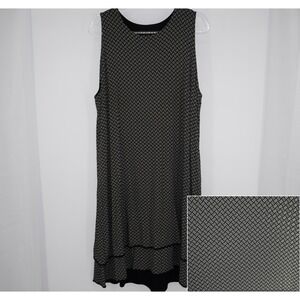 J. JILL Wearever Black AOP Sleeveless Dress Stretch XL Tall Careerwear OfficeEUC